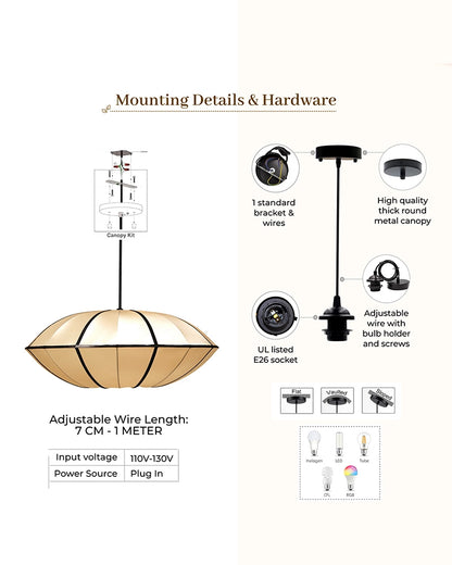 Silk Fabric Hanging Lamp for Bedroom and Study Room