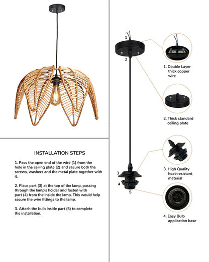 Artistic Seagrass Pendant Lamp for Study Room and Living Room