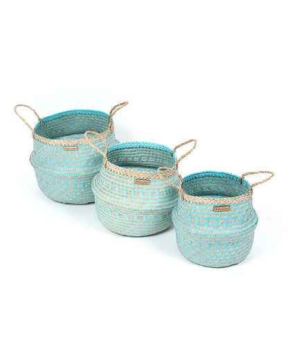 Set of 3 Rustic Belly Planter Basket for Boho-Inspired Interiors