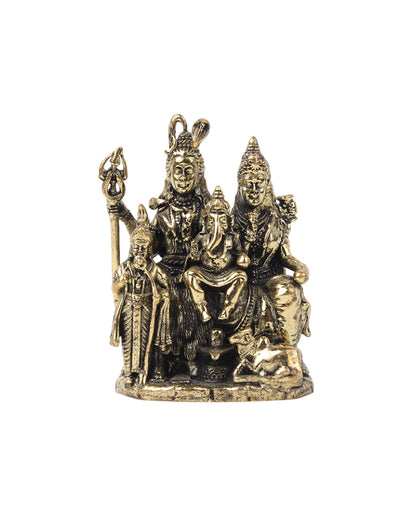 Traditional Lord Shiva Parivar Brass Showpiece for Pooja Needs and Gifting