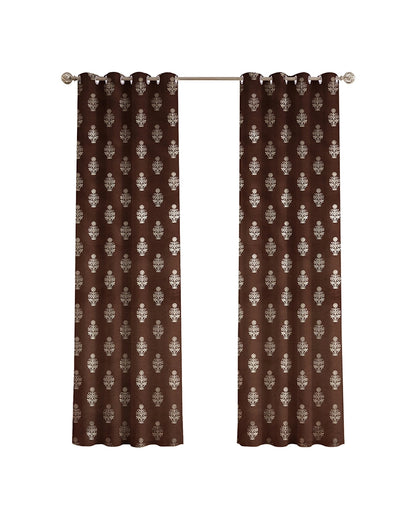 Decorative Velvet Door Curtain (Brown, 7 ft)
