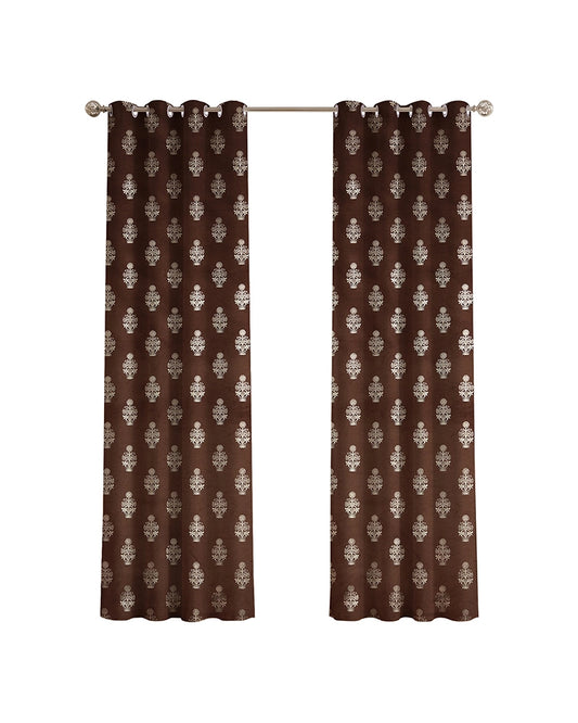 Decorative Velvet Door Curtain (Brown, 7 ft)