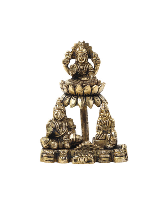 Brass Lakshmi Kuber Idol Set with Yakshi for Pooja and Home Décor