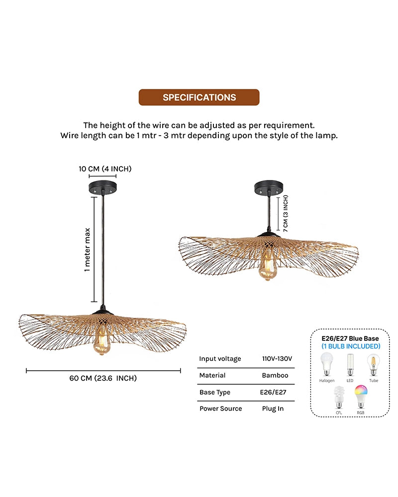 Abat-jour Suspension en Rotin de Bambou - Treillis
