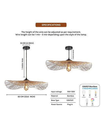 Abat-jour Suspension en Rotin de Bambou - Treillis