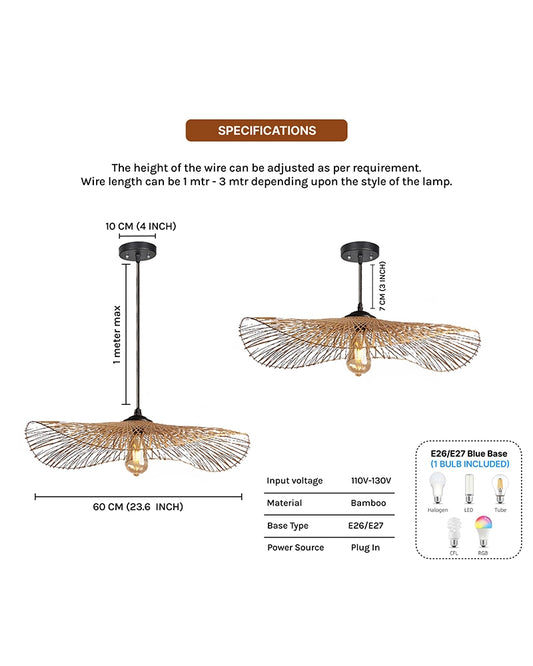 Handmade Bamboo Ceiling Lamp for Living Room Decoration