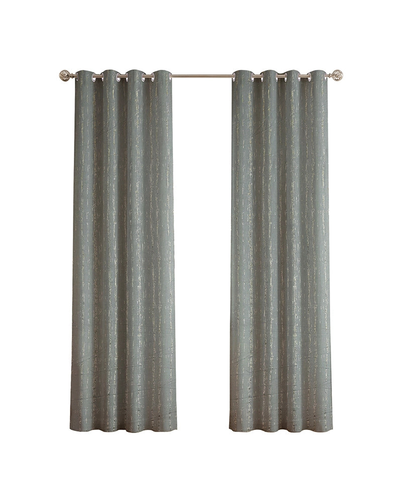Textured Linen Eyelet Curtain for Doors (Grey, 7 ft)