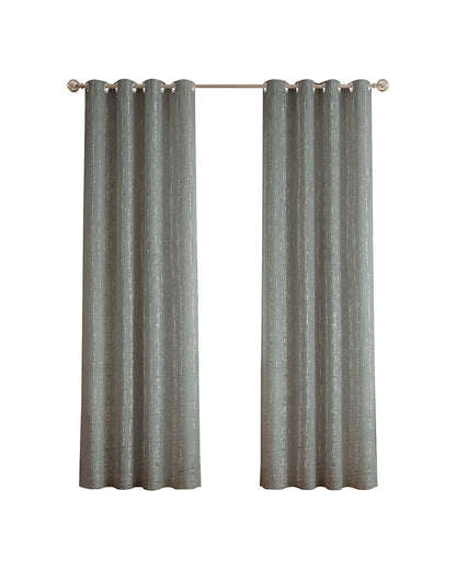 Textured Linen Eyelet Curtain for Doors (Grey, 7 ft)