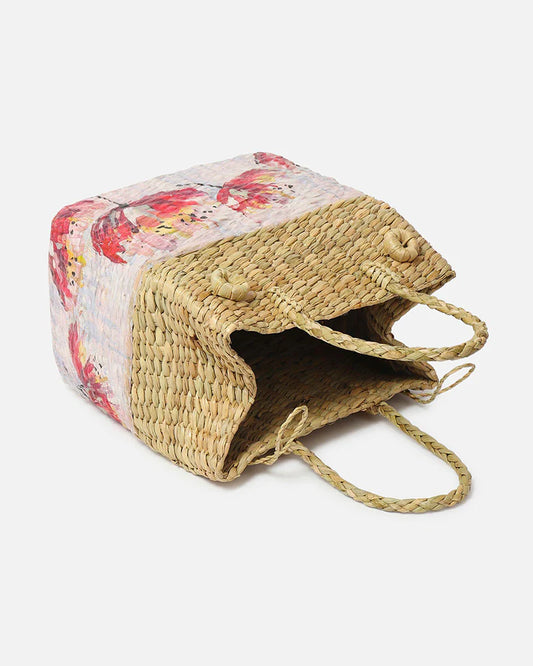 Natural Seagrass Outdoor Food Basket for Picnic, Travel & Meal Storage