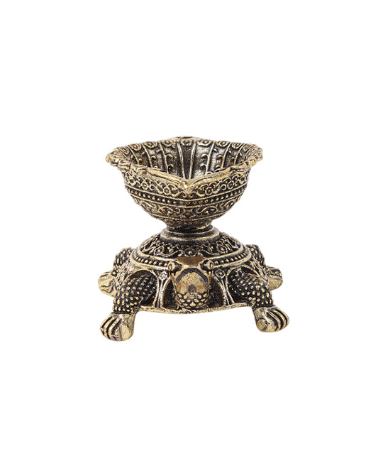 Pure Brass Turtle Diya for Pooja, Home Decor, and Diwali Lighting