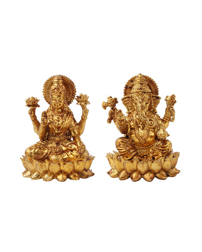 Pure Brass Laxmi Ganesh Idol Set Religious God Idol for Home Decor