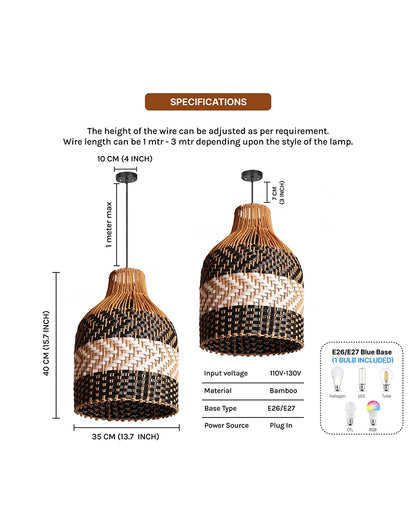 Rustic Rattan Hanging Lamp for Living Room and Bedroom