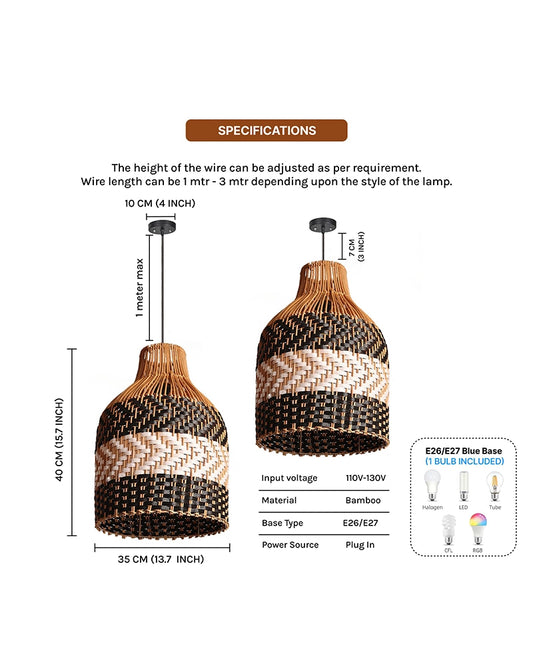 Rustic Rattan Hanging Lamp for Living Room and Bedroom