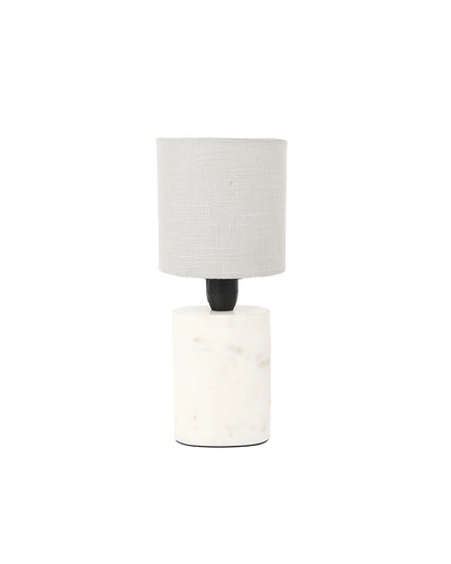 Marble Table Lamp with Linen Shade Warm Ambient Light