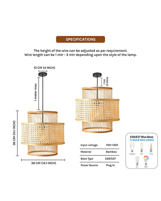 Decorative Bamboo Hanging Lamp for Bedroom and Study Room