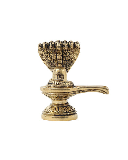 Brass Shivling with Naga Snake for Pooja and Home Decoration
