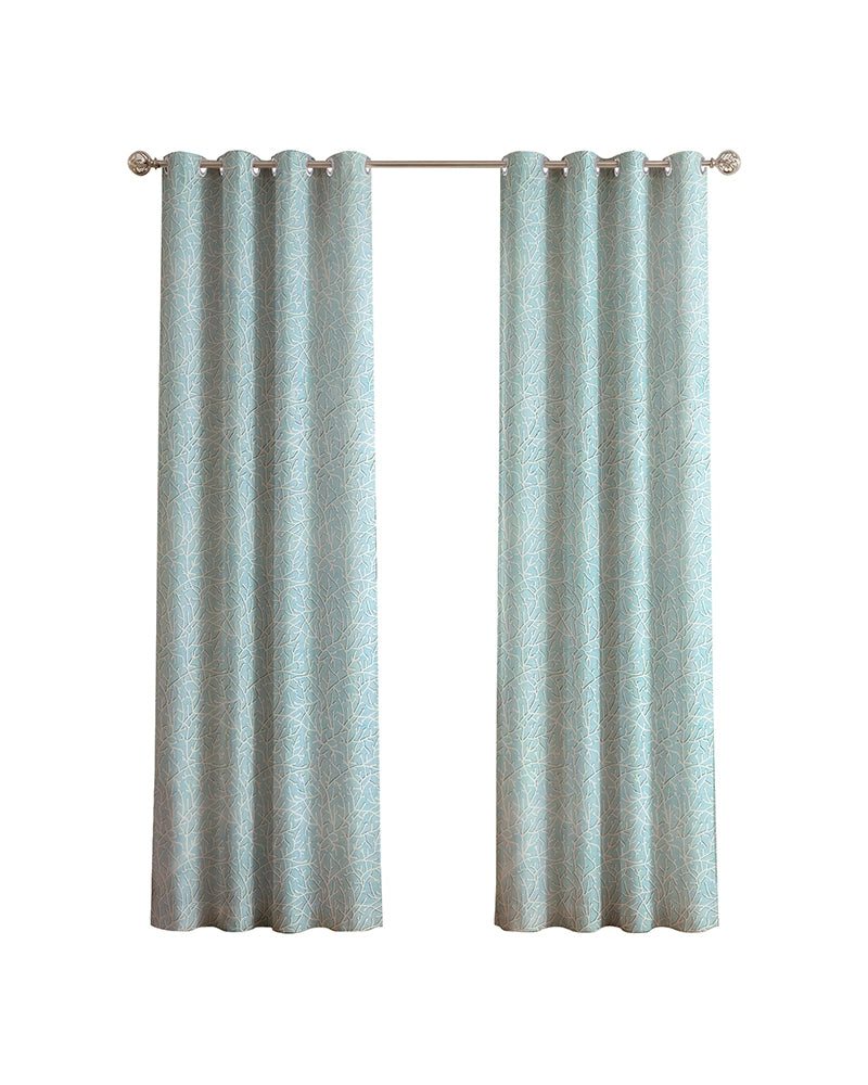 Classic Polyester Door Curtain with Eyelets (Blue, 7 ft)