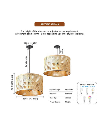 Rustic Rattan Pendant Light for Balcony and Hall