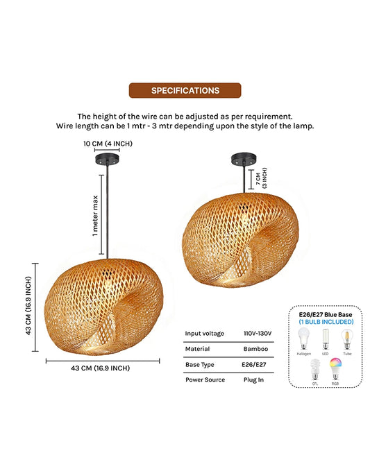 Artistic Bamboo Ceiling Light for Home and Balcony