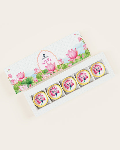 Set of 5 Handcrafted Printed Mitti Diya Gifting Set for Diwali Decoration Pooja Aarti