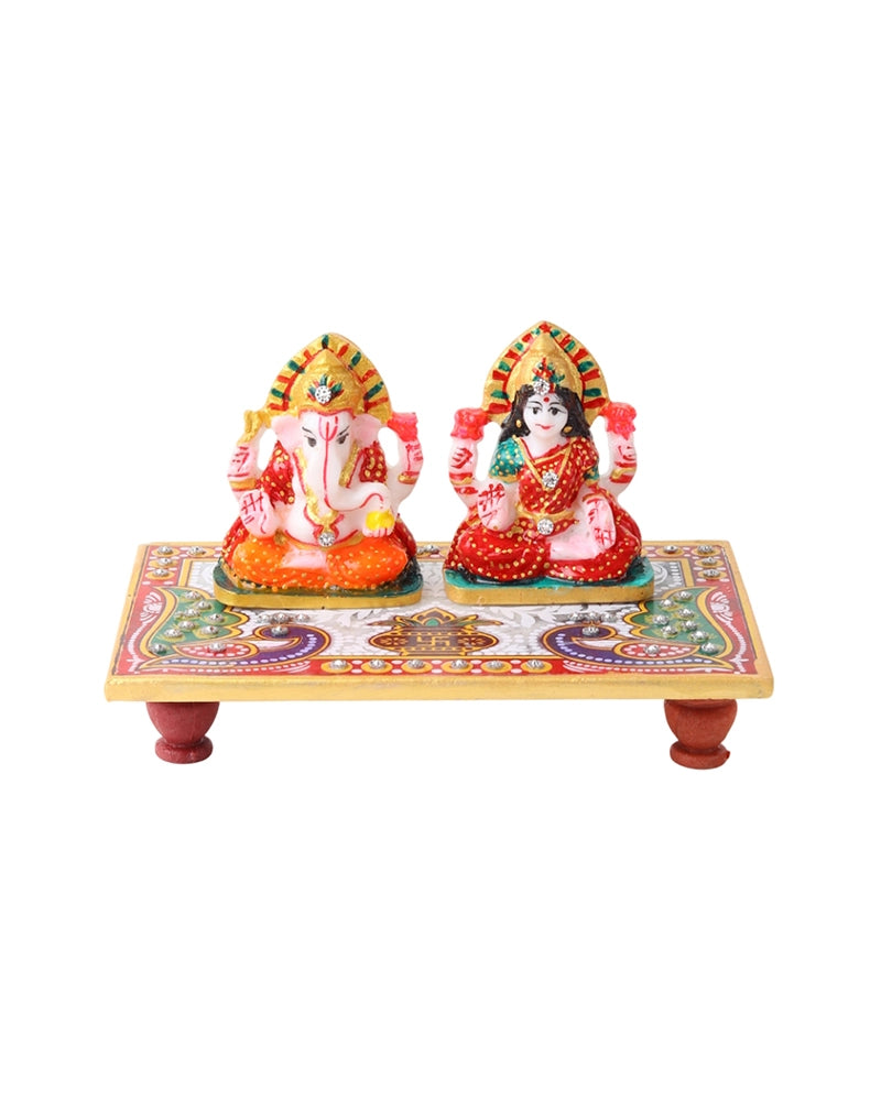 Handcrafted Marble Laxmi Ganesh Idol for Festivals and Home Mandir