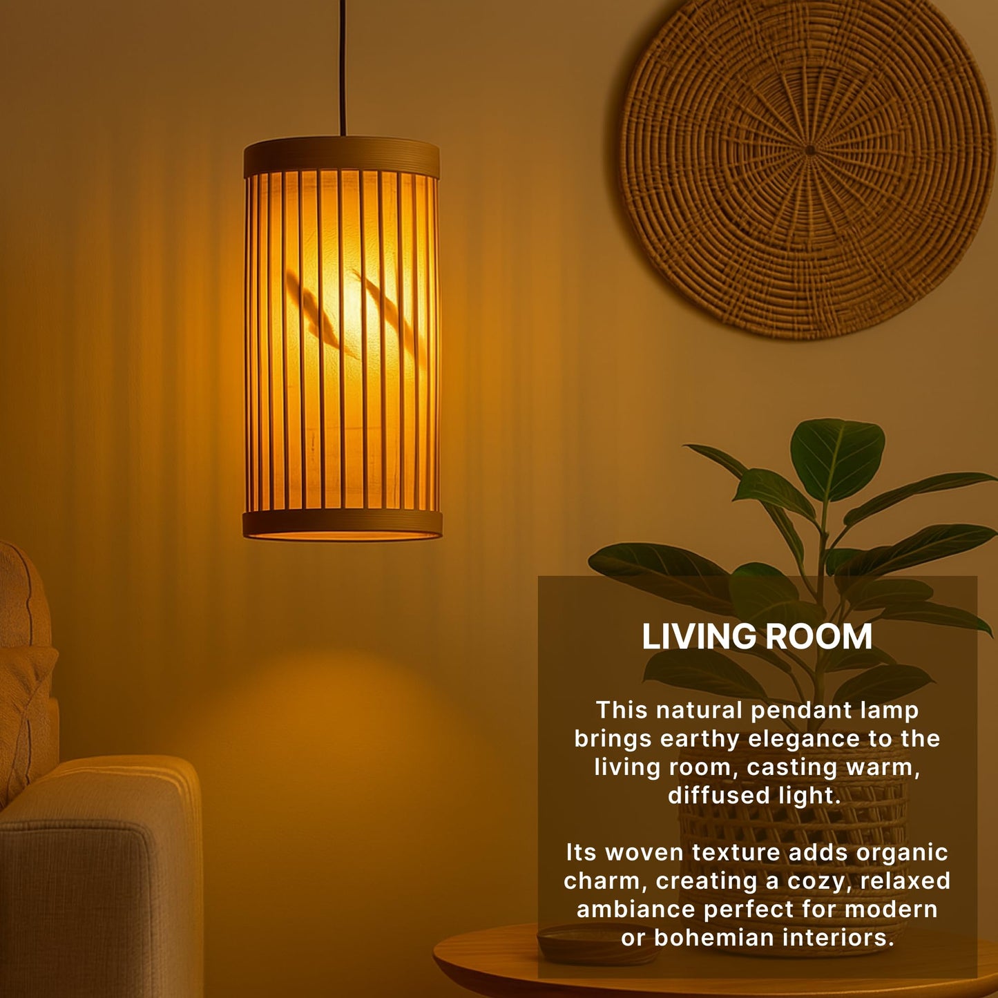 Boho Bamboo Ceiling Light for Home and Balcony