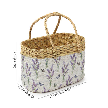Handwoven Large Seagrass Picnic Basket for Outdoor Dining and Travel Storage