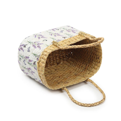 Handwoven Large Seagrass Picnic Basket for Outdoor Dining and Travel Storage