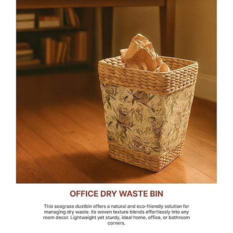 Seagrass Waste Bin Basket for Home, Kitchen, and Dry Waste
