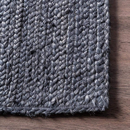 Handcrafted Natural Blue Rectangular Jute Carpet For Hall And Dining Space
