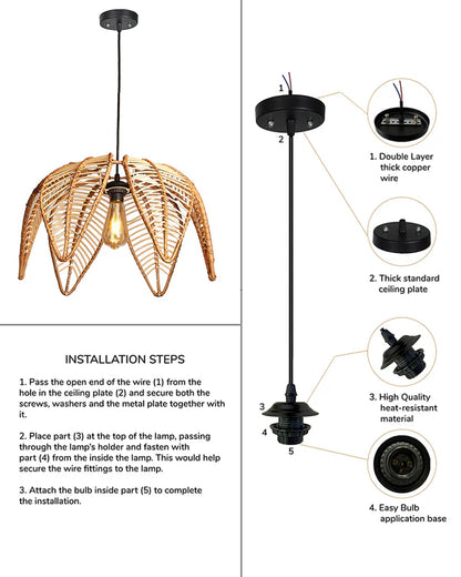 Natural Rattan Pendant Light for Living Room and Bedroom