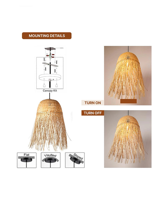 Boho Bamboo Pendant Lamp for Balcony and Patio