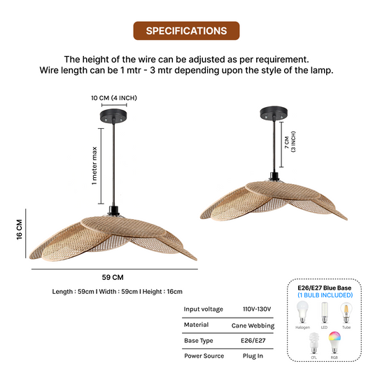 PVC Rattan Pendant Lampshade for Ceiling Lighting and Home Décor