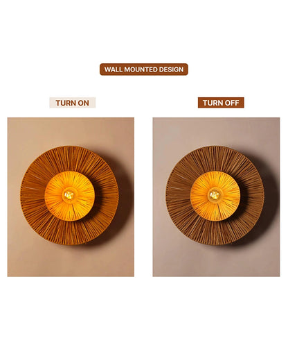 Artistic Raffia Wall Lamp for Living Room Decoration