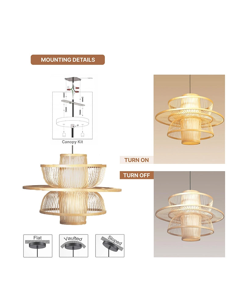 Minimalist Bamboo Ceiling Lamp for Hall and Living Area