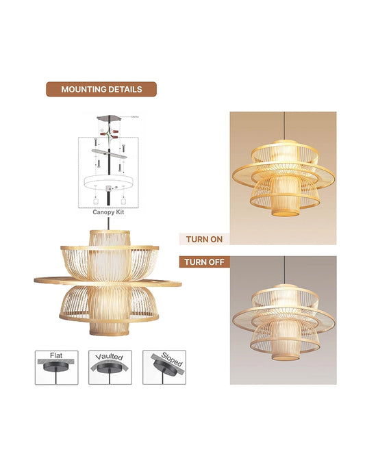 Minimalist Bamboo Ceiling Lamp for Hall and Living Area