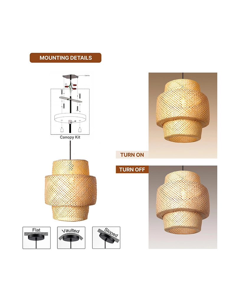 Minimalist Bamboo Pendant Light for Balcony and Patio