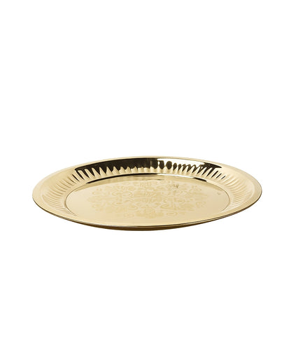 Engraved Brass Pooja Thali (Gold)