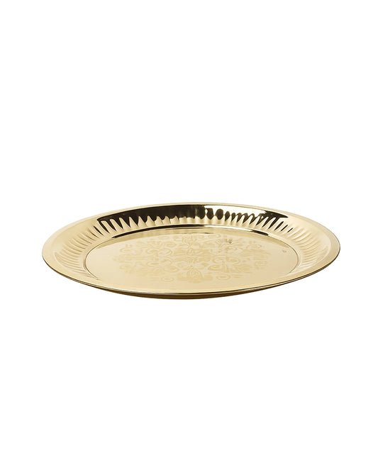 Engraved Brass Pooja Thali (Gold)