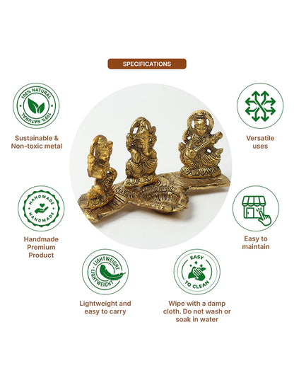 Lakshmi Ganesh Saraswati Pooja Idol, Decorative God Murti for Home