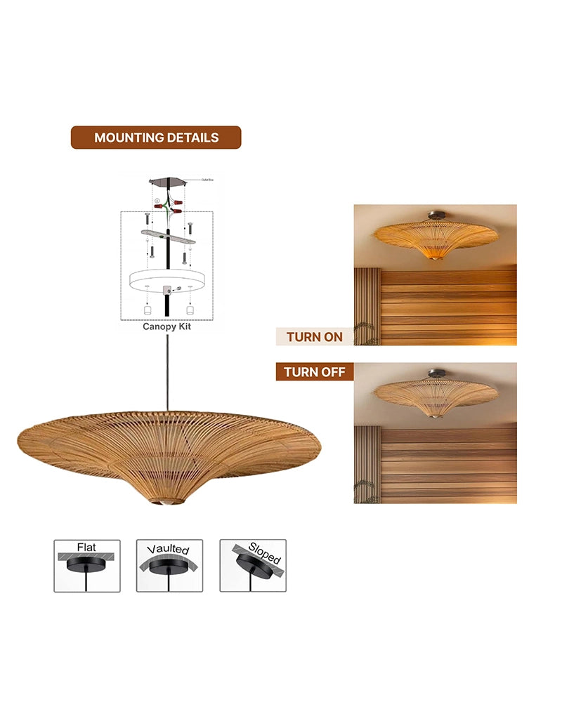 Handmade Bamboo Pendant Light for Balcony and Patio