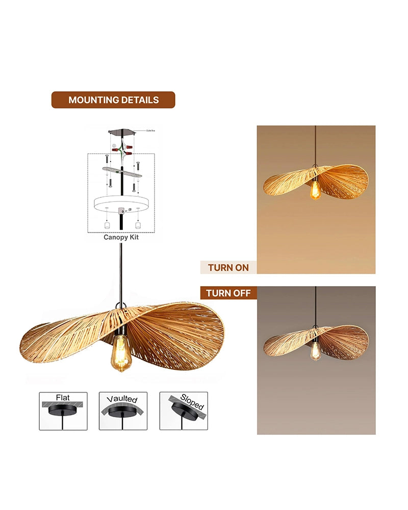 Handmade Raffia Pendant Lamp for Home and Balcony