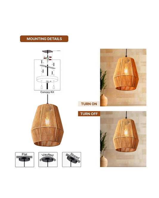 Jute Rope Pendant Lamp for Home Decor and Hall