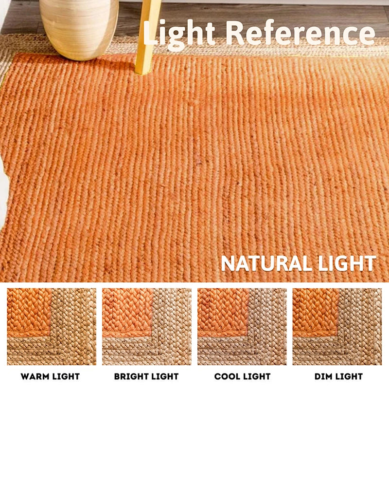 Rustic Yellow Rectangular Jute Carpet For Living Room And Home Interior