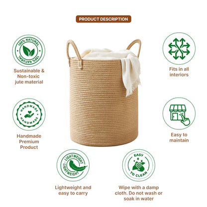 Laundry Basket For Clothes | Storage Baskets | Toy Storage Basket | Jute Laundry Bag