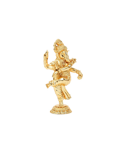 Handcrafted Dancing Brass Ganesha Idol (Gold)