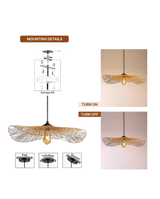 Handmade Bamboo Ceiling Lamp for Living Room Decoration