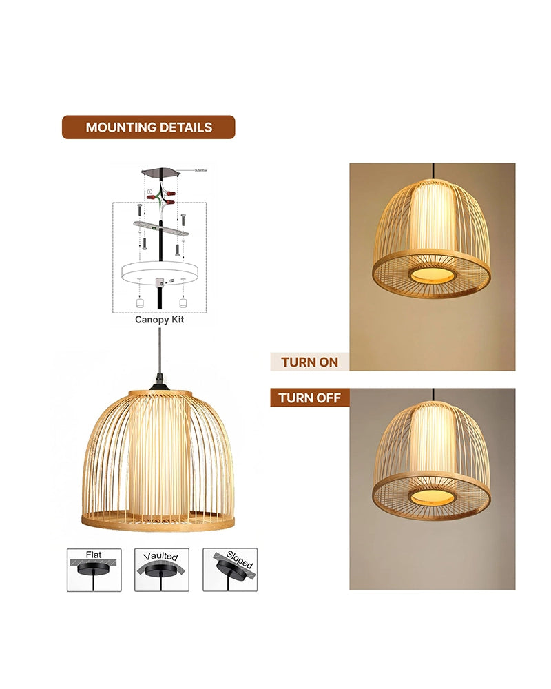 Stylish Bamboo Ceiling Lamp for Bedroom and Living Room