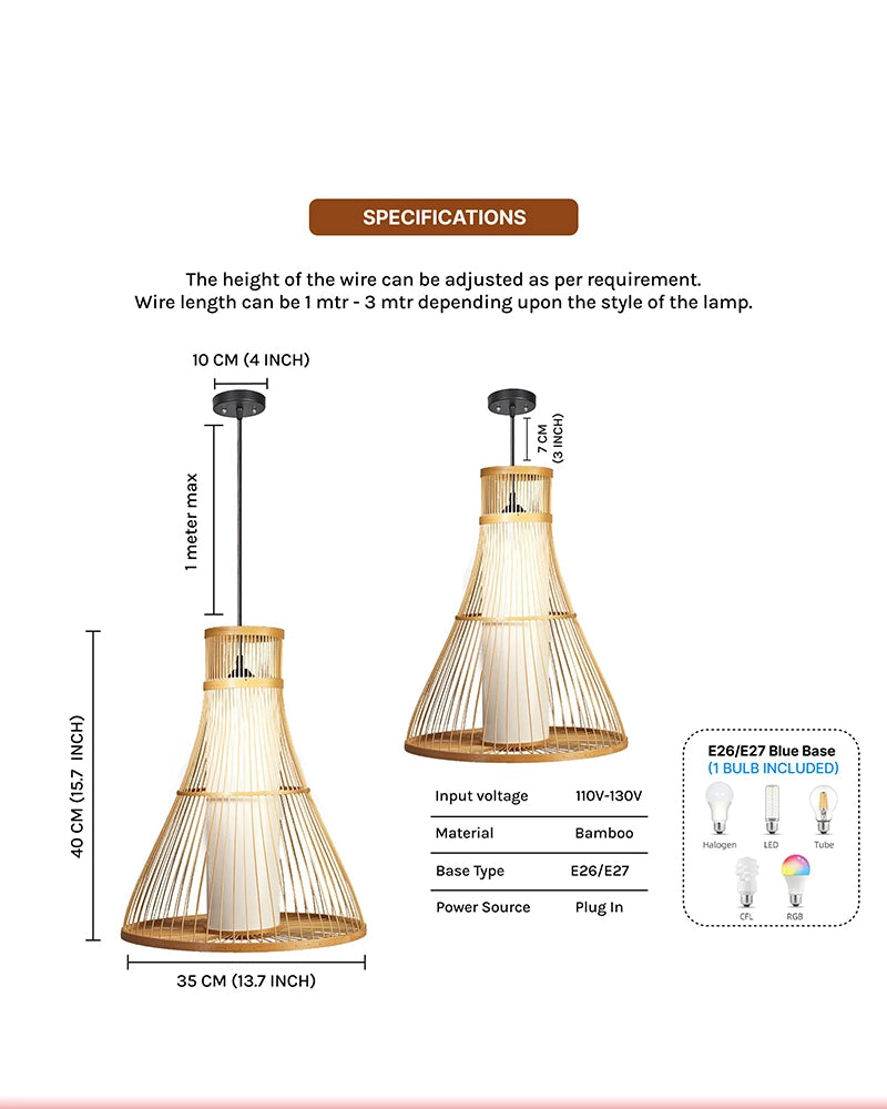 Modern Bamboo Hanging Lamp for Balcony and Hall