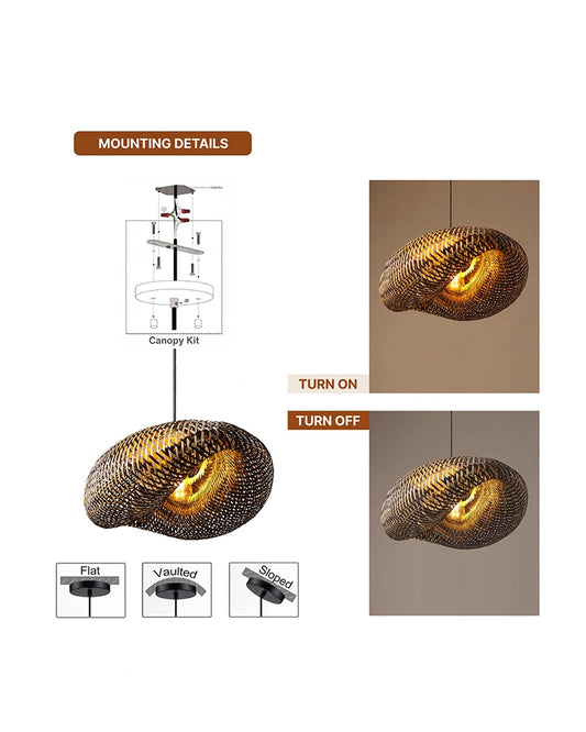 Natural Bamboo Hanging Light for Study Room and Living Room